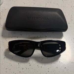 Balenciaga Black Rectangular Sunglasses with Case